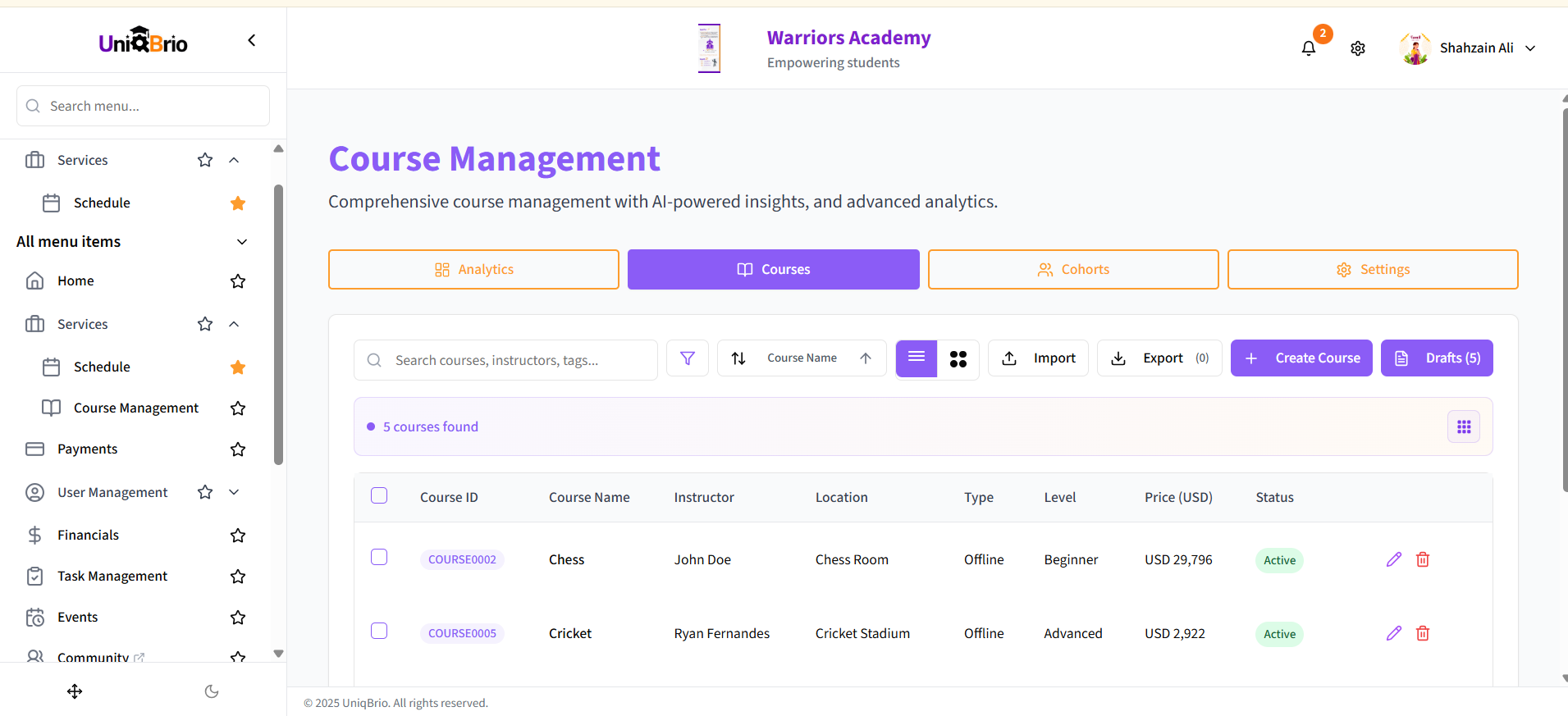 🗓 Course & Batch Management